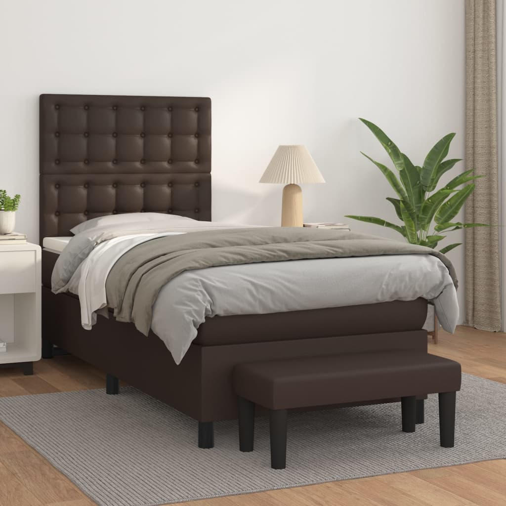 Boxspringbett Mit Matratze Kunstleder Braun