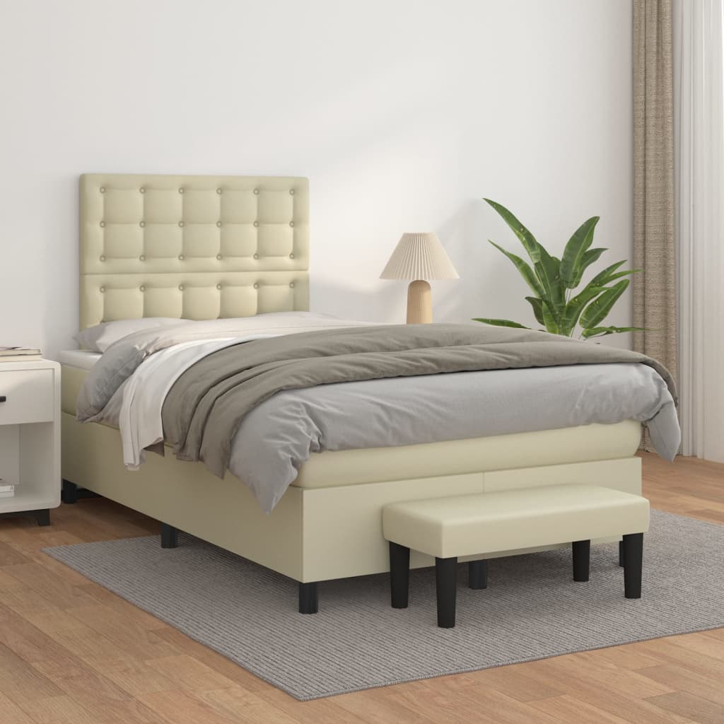 Boxspringbett Mit Matratze Kunstleder Creme