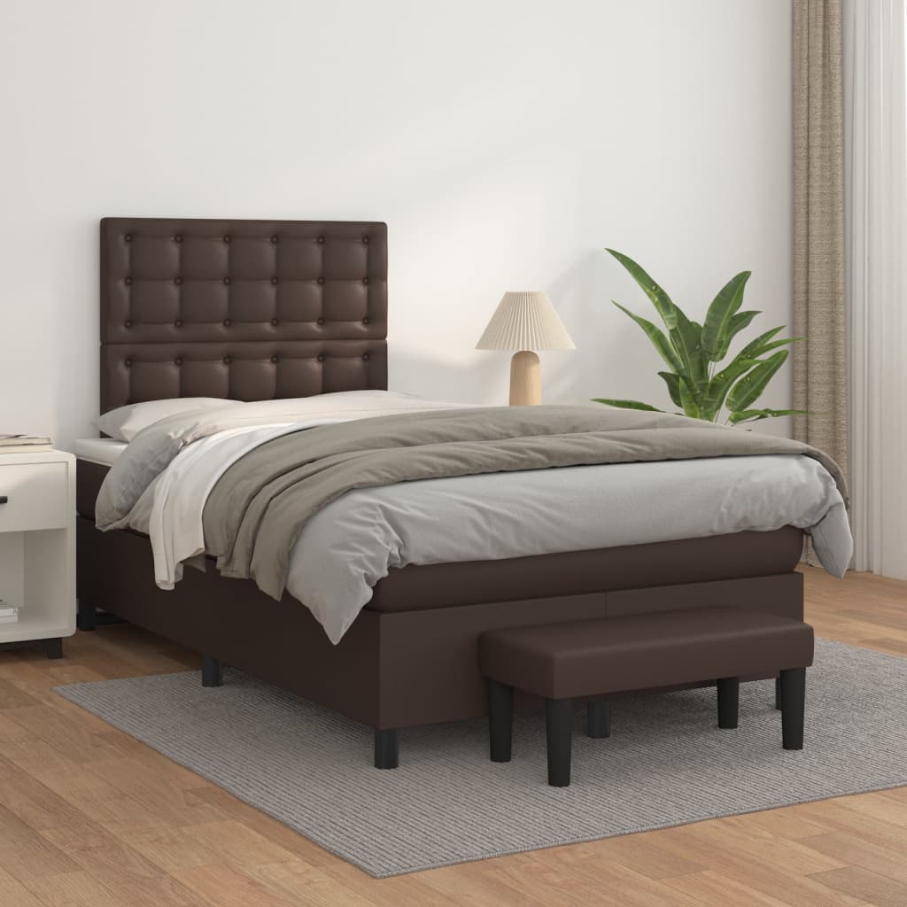 Boxspringbett Mit Matratze Kunstleder Braun