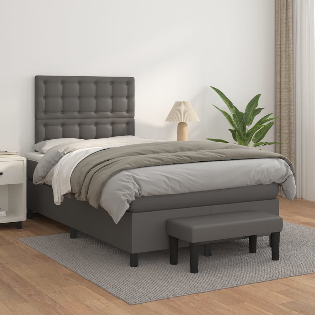 Boxspringbett Mit Matratze Kunstleder Grau