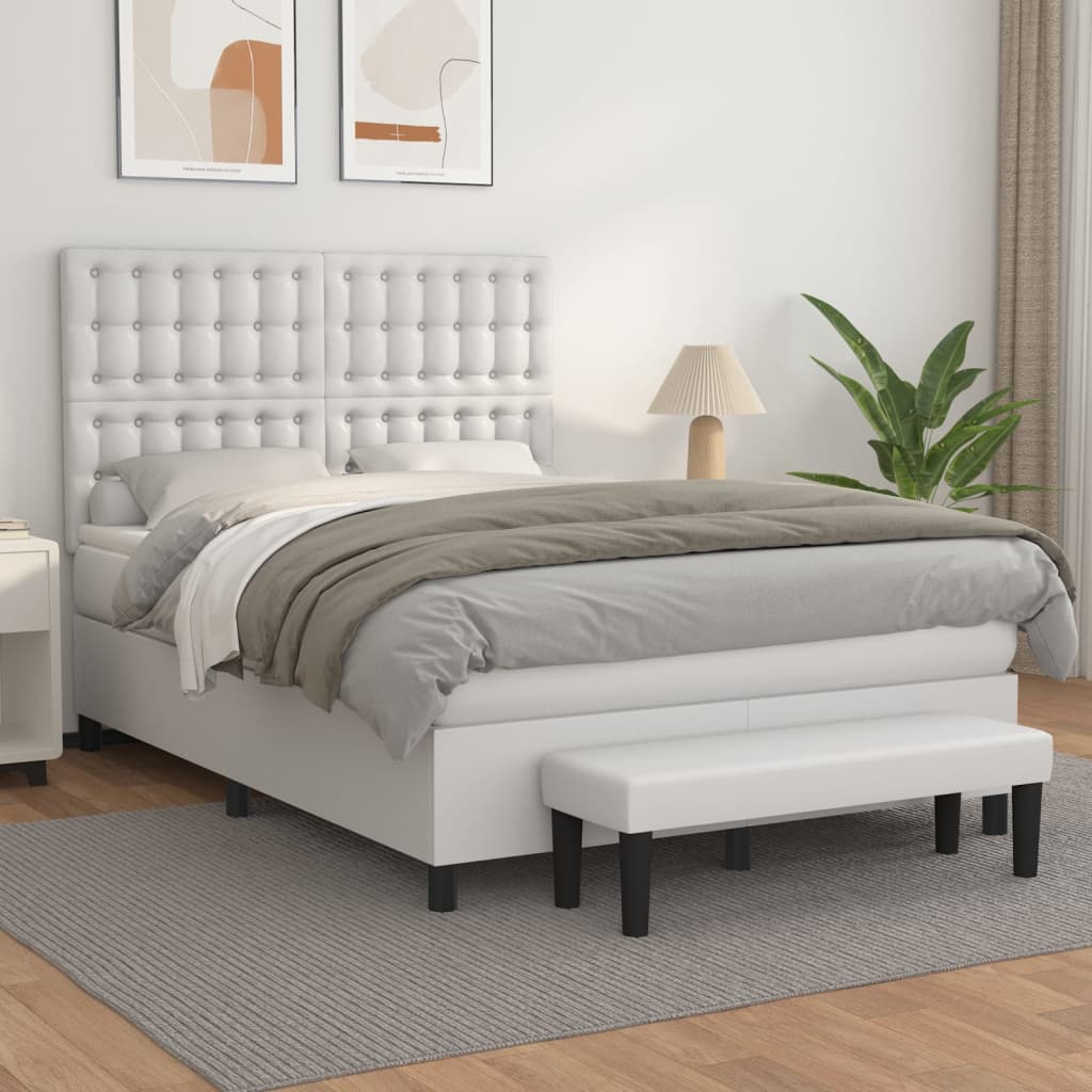 Boxspringbett Mit Matratze Kunstleder Weiß