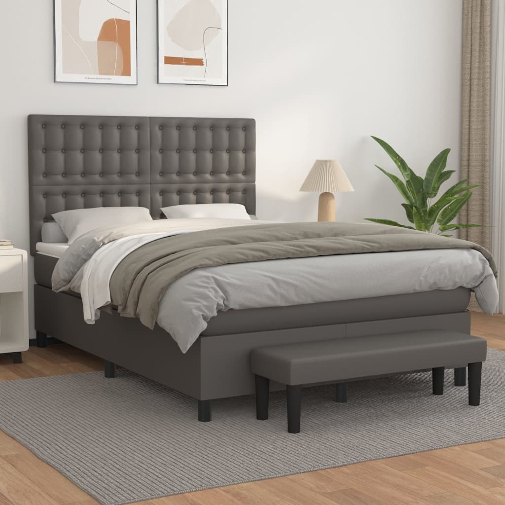 Boxspringbett Mit Matratze Kunstleder Grau