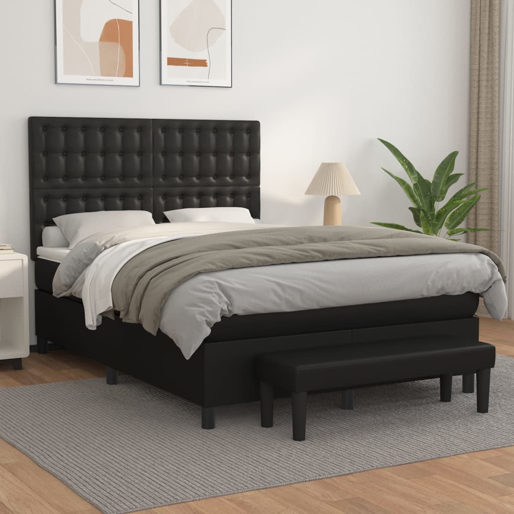 Boxspringbett Mit Matratze Kunstleder Schwarz