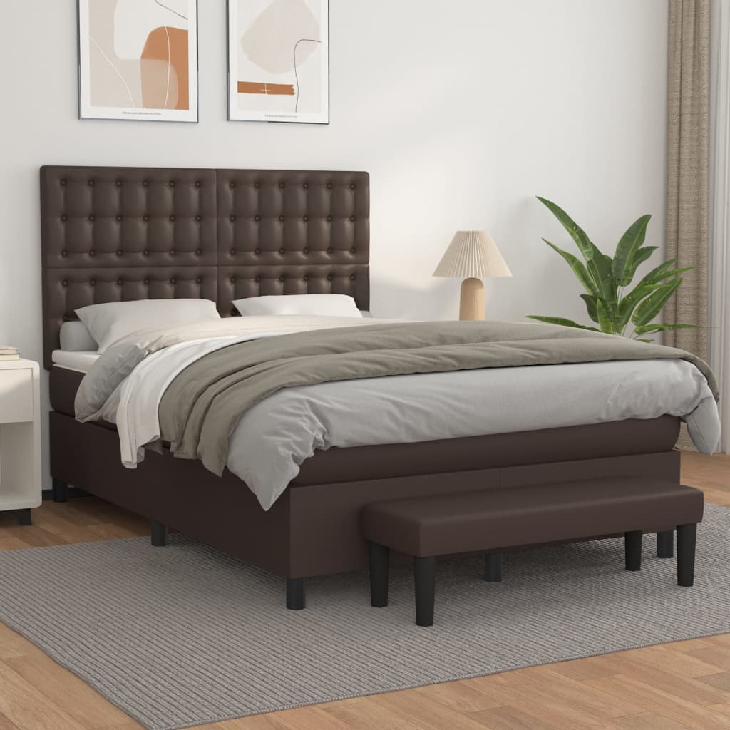 Boxspringbett Mit Matratze Kunstleder Braun