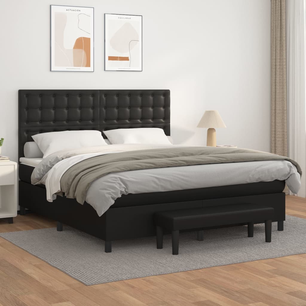 Boxspringbett Mit Matratze Kunstleder Schwarz