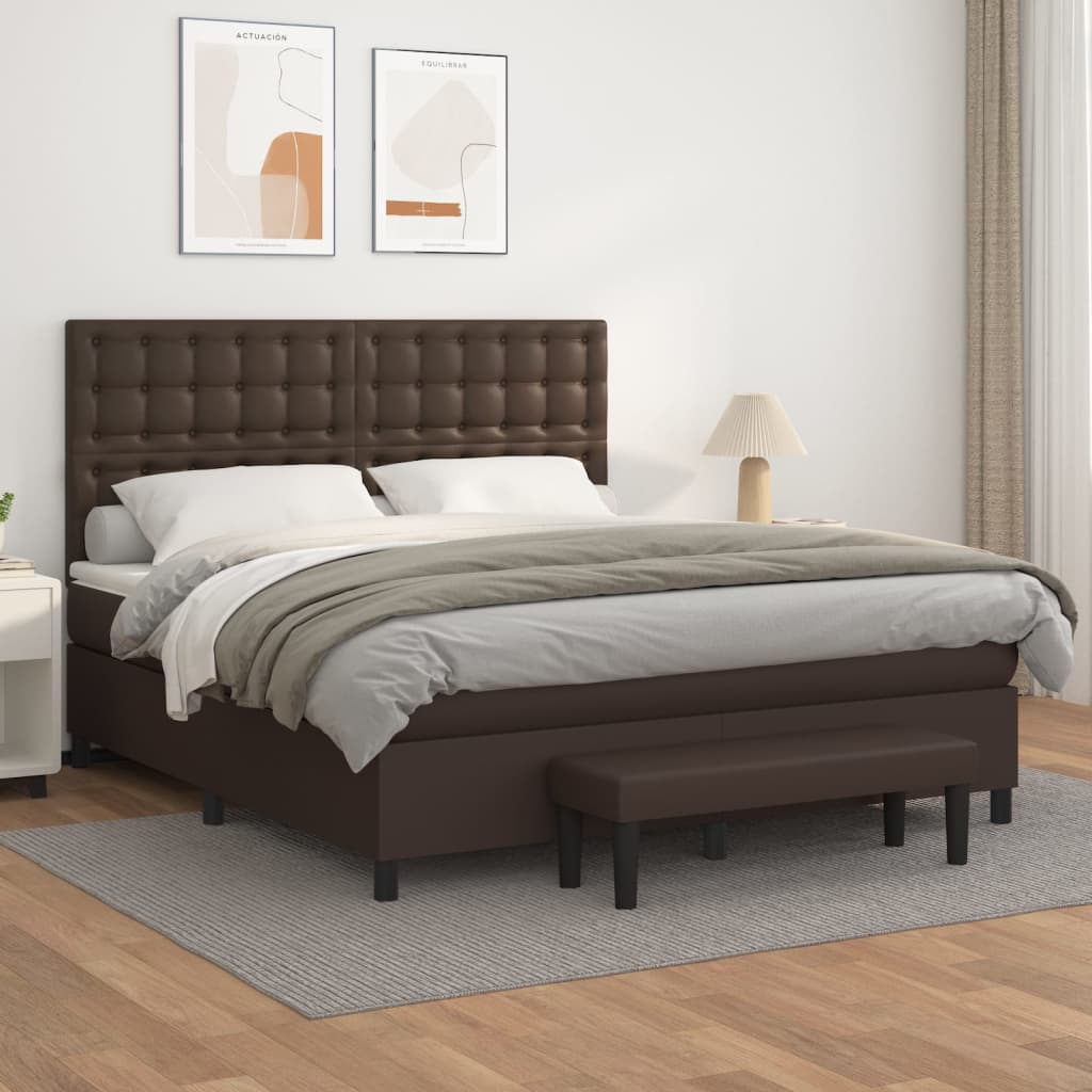 Boxspringbett Mit Matratze Kunstleder Braun