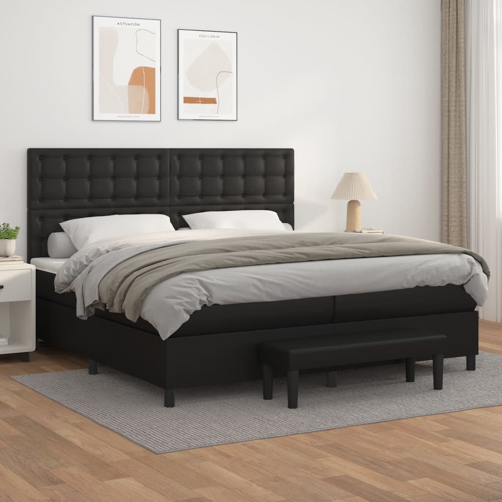 Boxspringbett Mit Matratze Kunstleder Schwarz