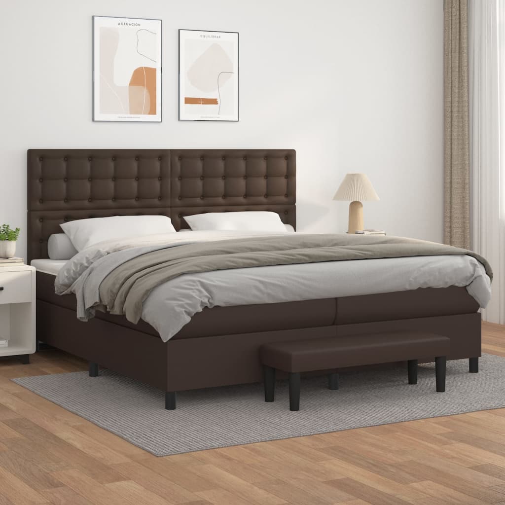 Boxspringbett Mit Matratze Kunstleder Braun