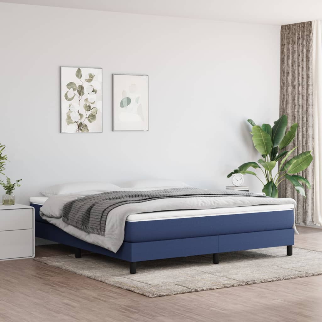 Boxspringbett Mit Matratze Stoff Blau
