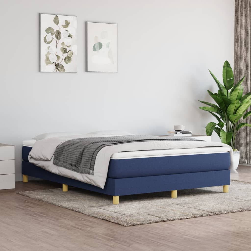 Boxspringbett Mit Matratze Stoff Blau
