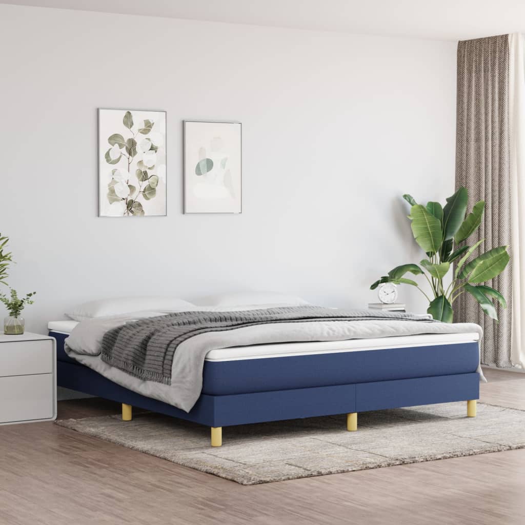 Boxspringbett Mit Matratze Stoff Blau