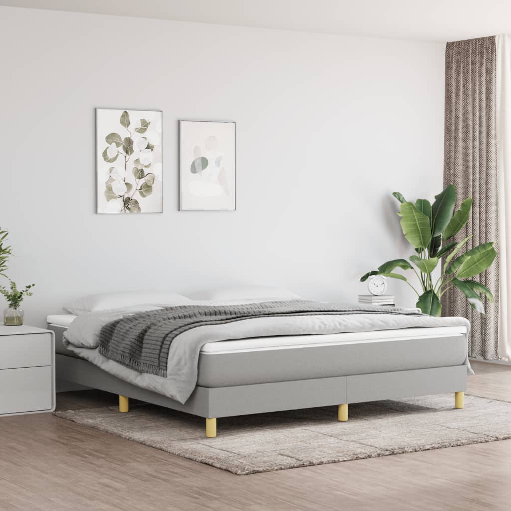 Boxspringbett Mit Matratze Stoff Hellgrau