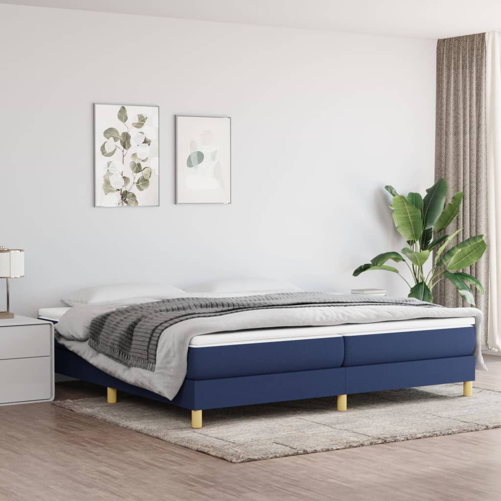 Boxspringbett Mit Matratze Stoff Blau