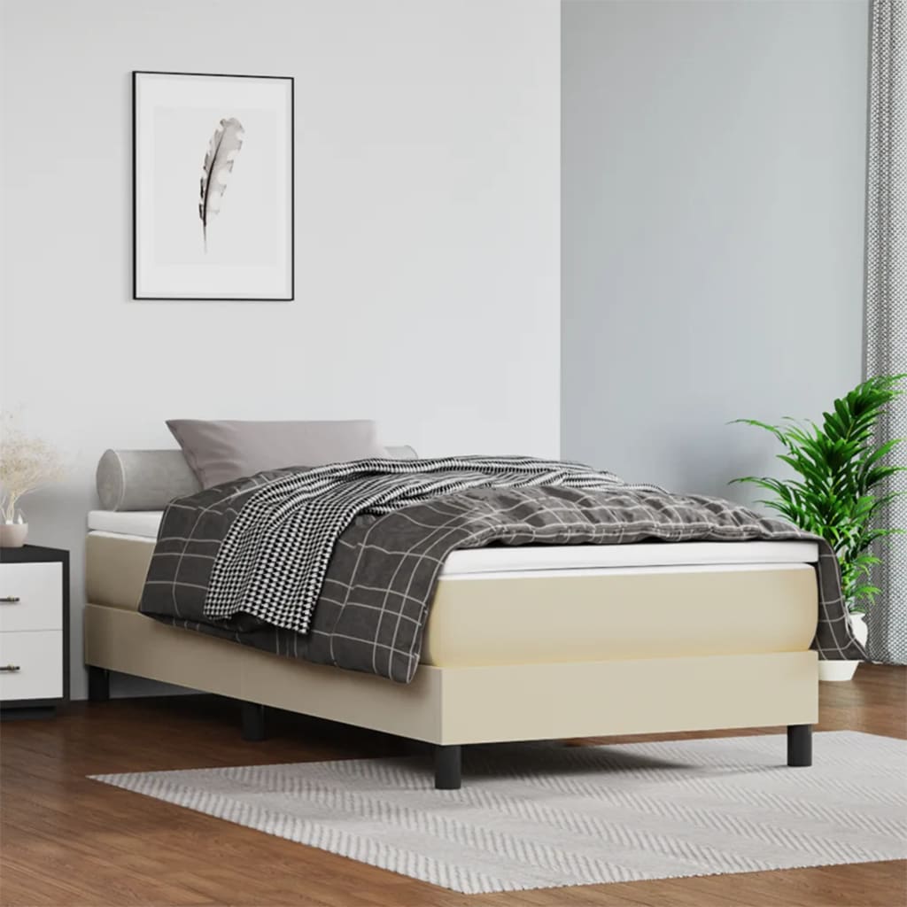 Boxspringbett Mit Matratze Kunstleder Creme