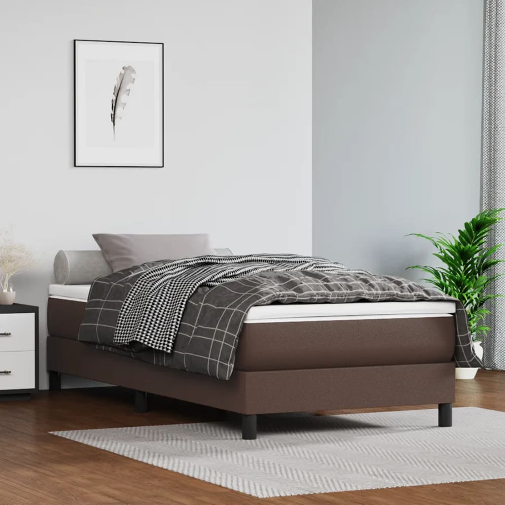 Boxspringbett Mit Matratze Kunstleder Braun
