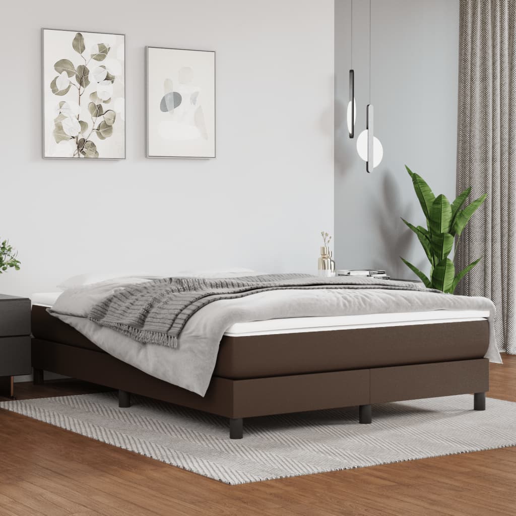 Boxspringbett Mit Matratze Kunstleder Braun