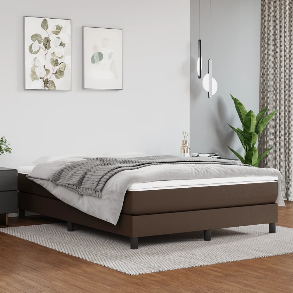 Boxspringbett Mit Matratze Kunstleder Braun