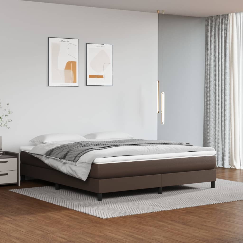 Boxspringbett Mit Matratze Kunstleder Braun