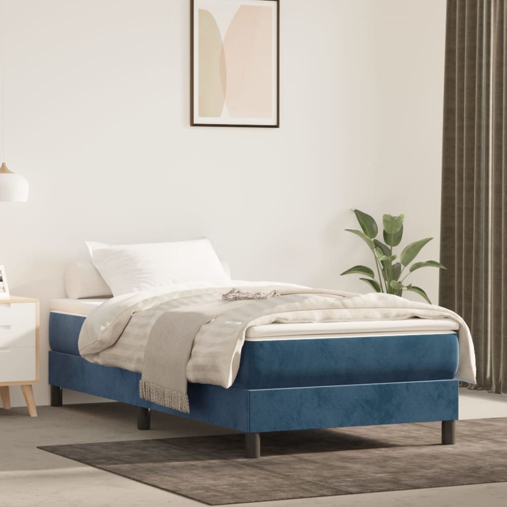 Boxspringbett Mit Matratze Samt Dunkelblau