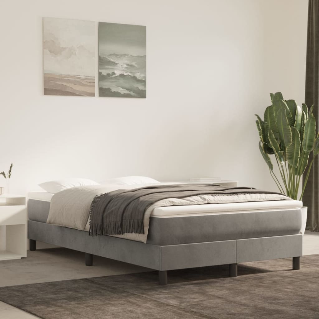 Boxspringbett Mit Matratze Samt Hellgrau