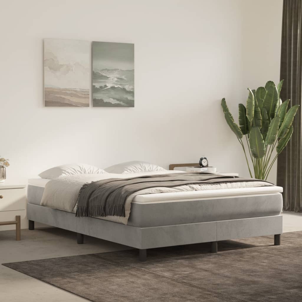 Boxspringbett Mit Matratze Samt Hellgrau