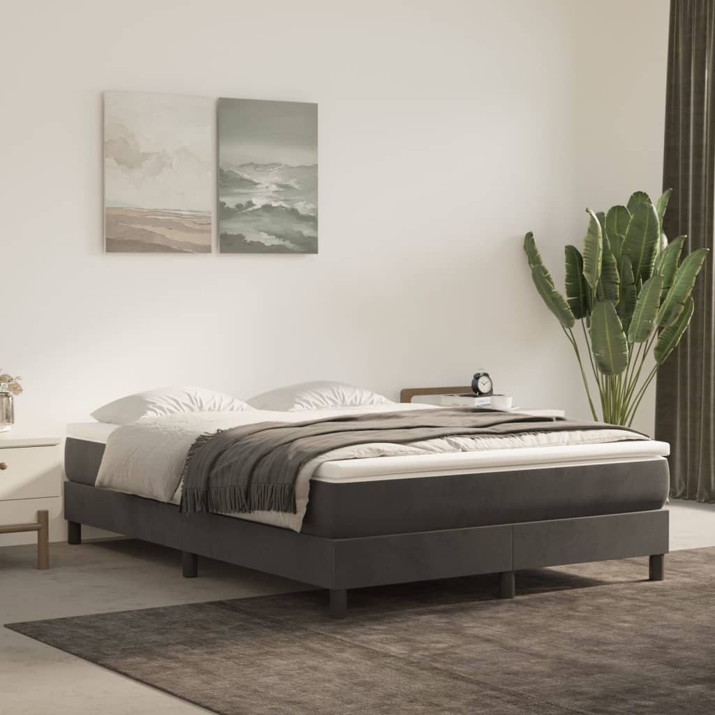 Boxspringbett Mit Matratze Samt Dunkelgrau