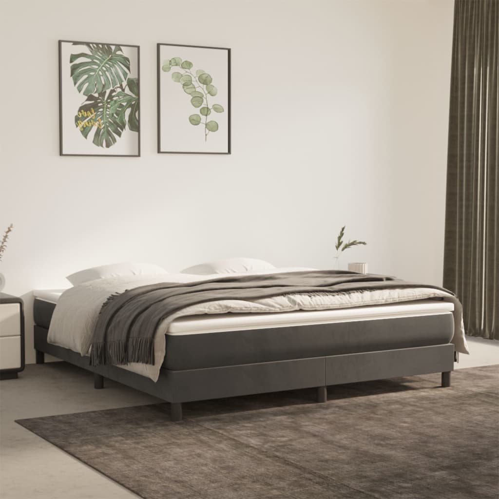 Boxspringbett Mit Matratze Samt Dunkelgrau