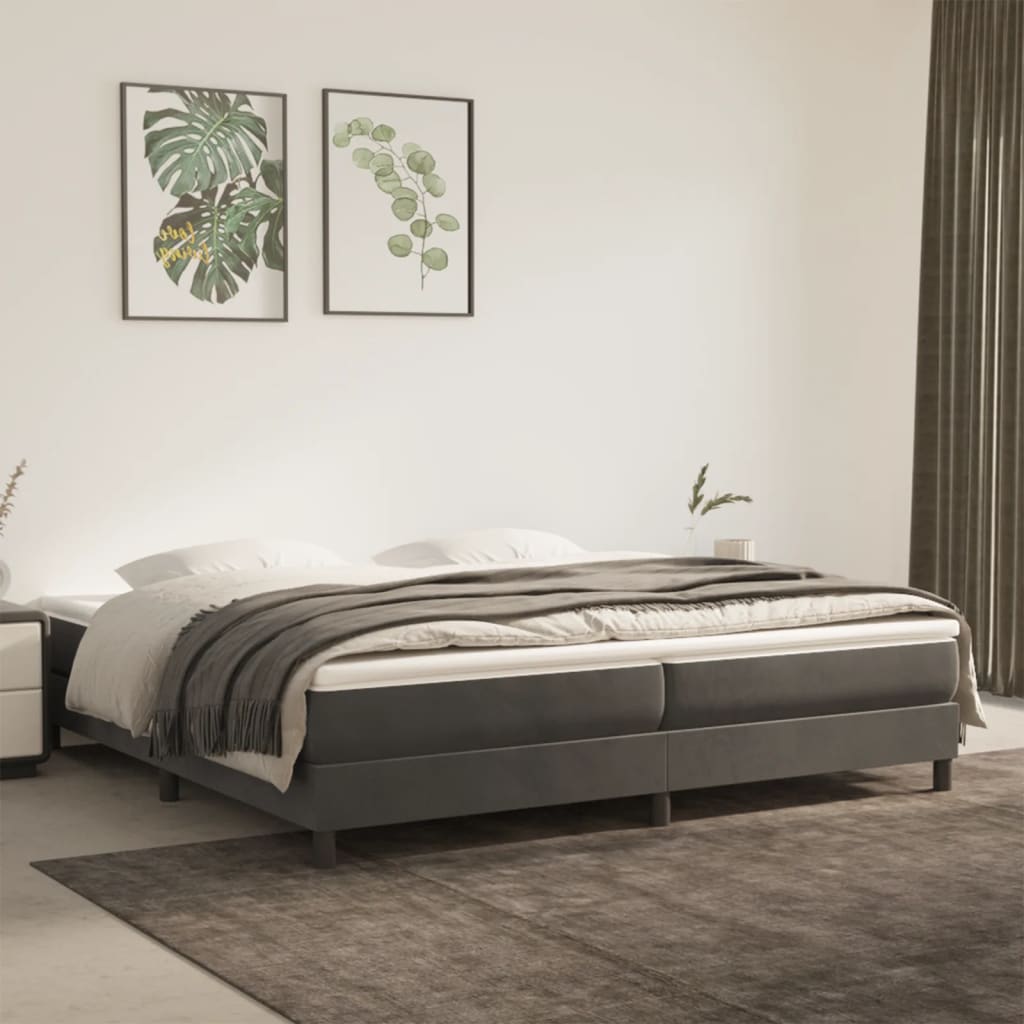 Boxspringbett Mit Matratze Samt Dunkelgrau
