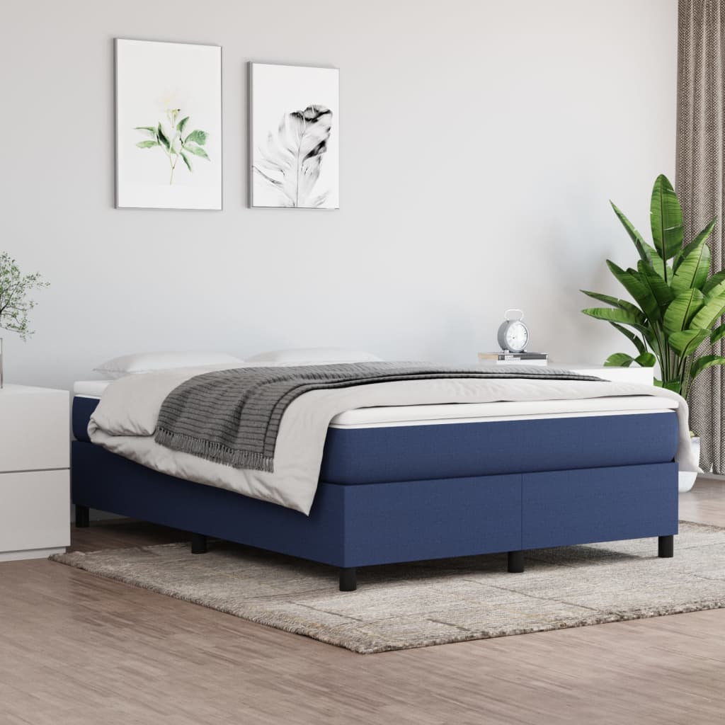 Boxspringbett Mit Matratze Stoff Blau