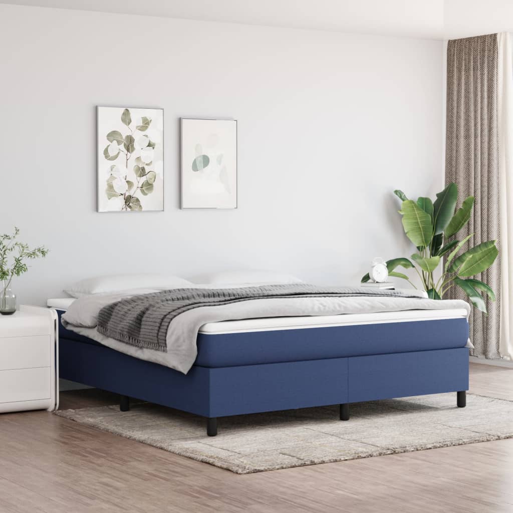 Boxspringbett Mit Matratze Stoff Blau