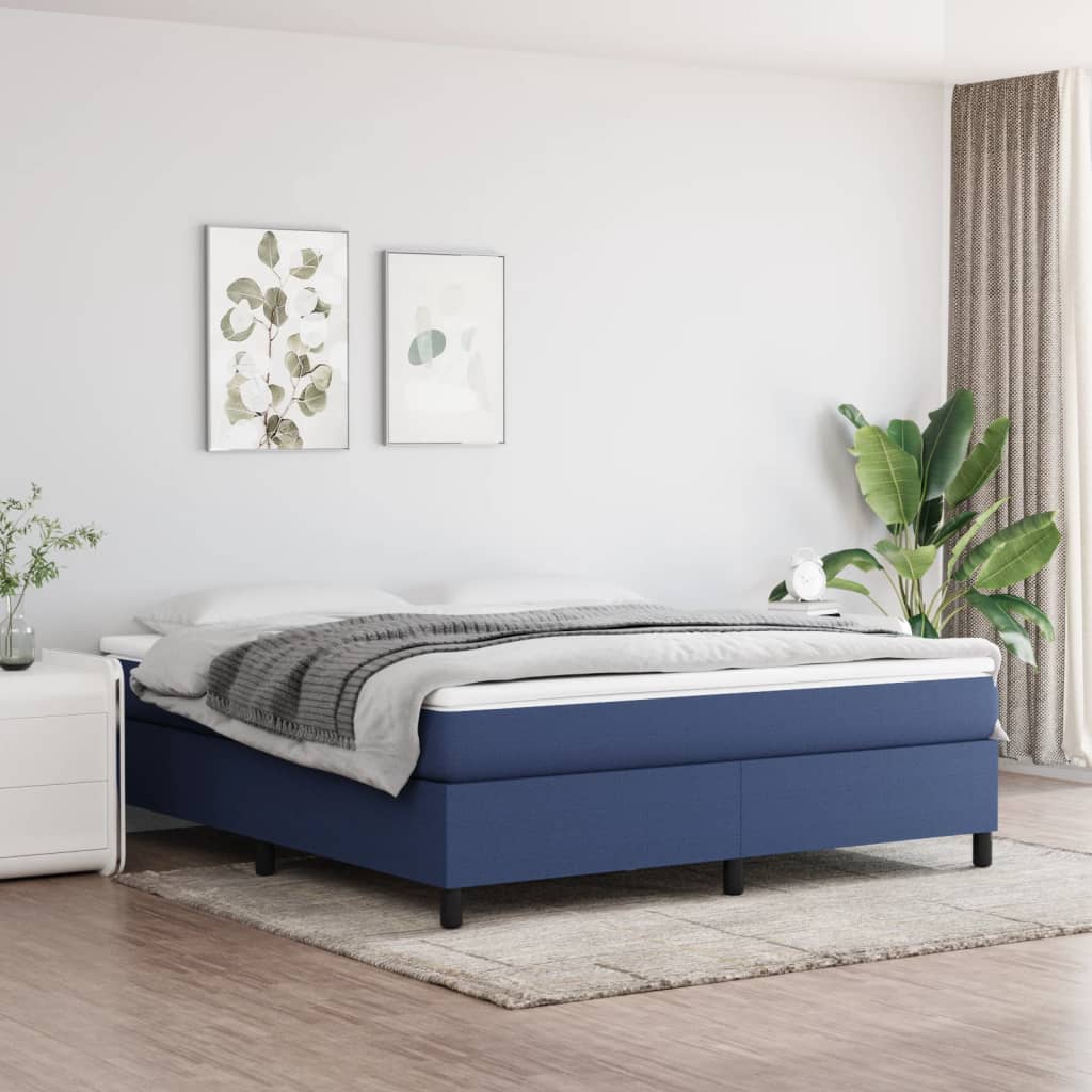 Boxspringbett Mit Matratze Stoff Blau