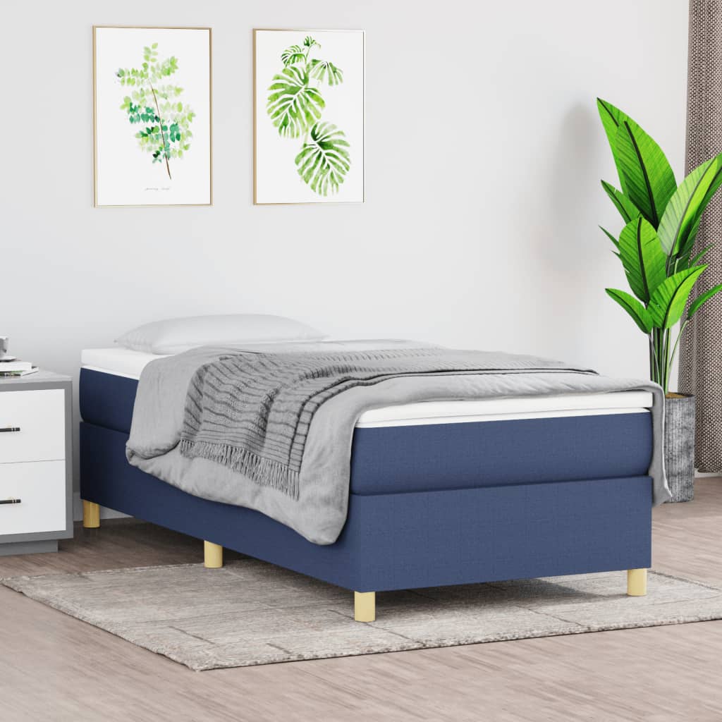 Boxspringbett Mit Matratze Stoff Blau