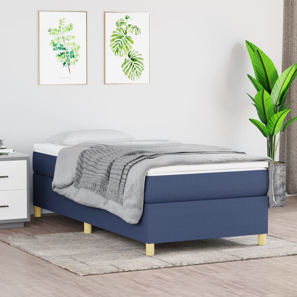Boxspringbett Mit Matratze Stoff Blau