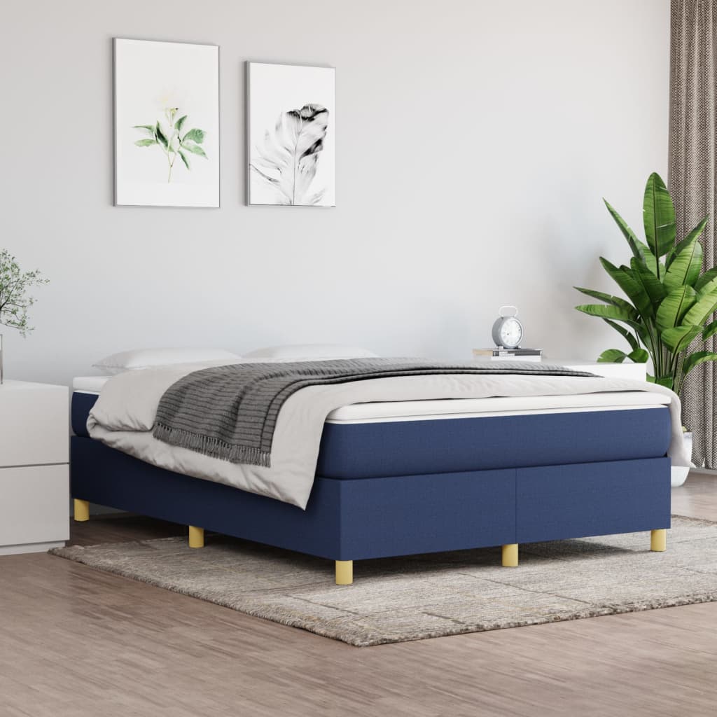 Boxspringbett Mit Matratze Stoff Blau