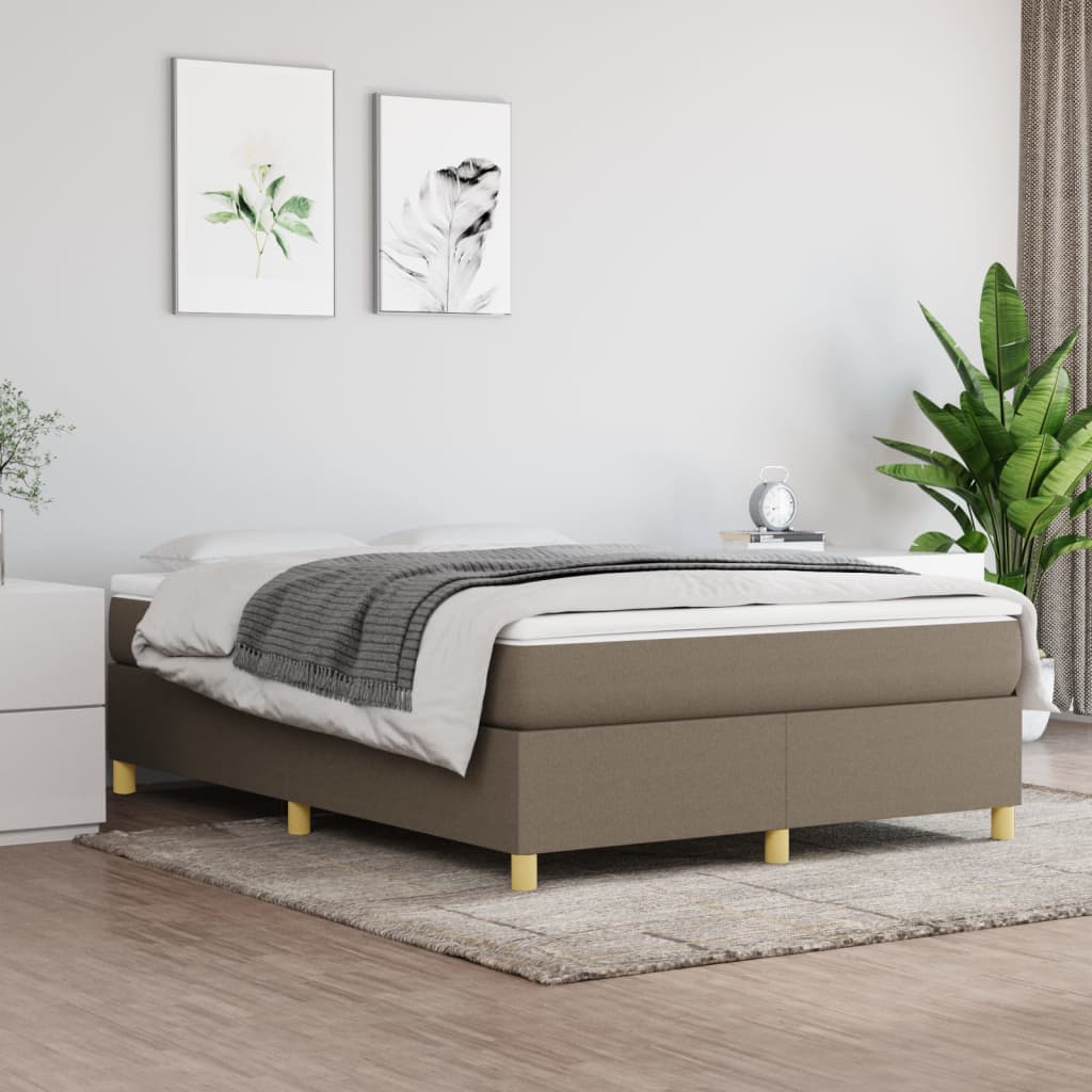 Boxspringbett Mit Matratze Stoff Taupe