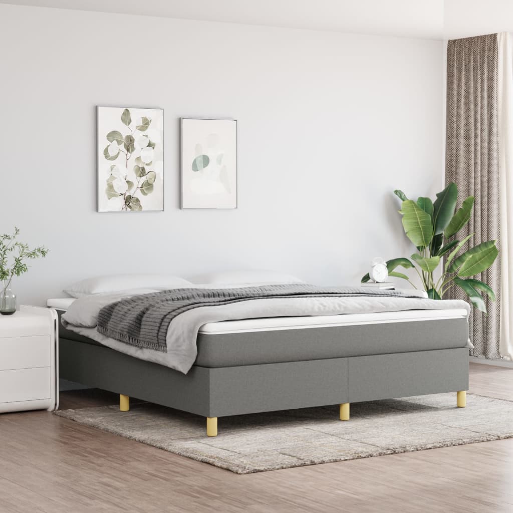 Boxspringbett Mit Matratze Stoff Dunkelgrau