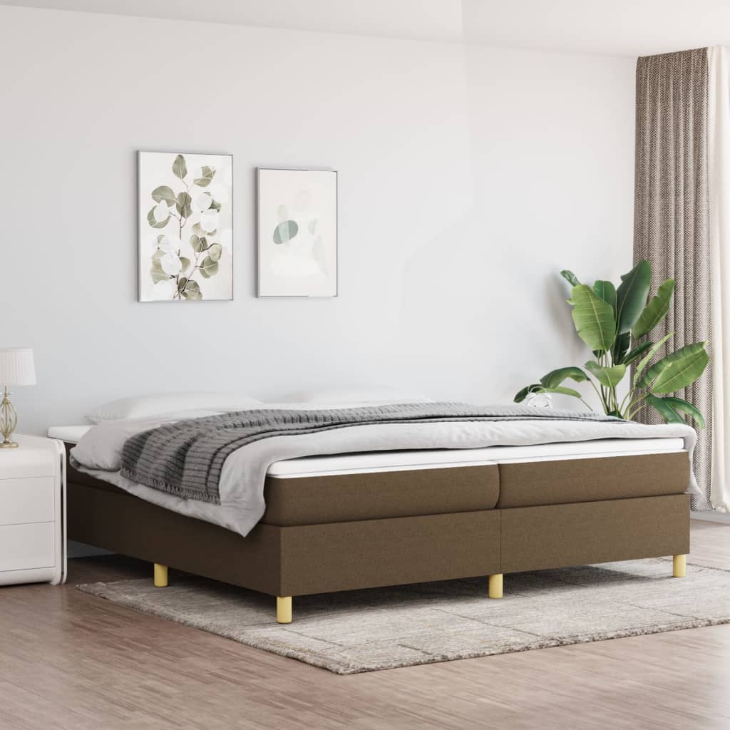 Boxspringbett Mit Matratze Stoff Dunkelbraun