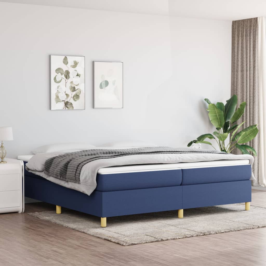 Boxspringbett Mit Matratze Stoff Blau