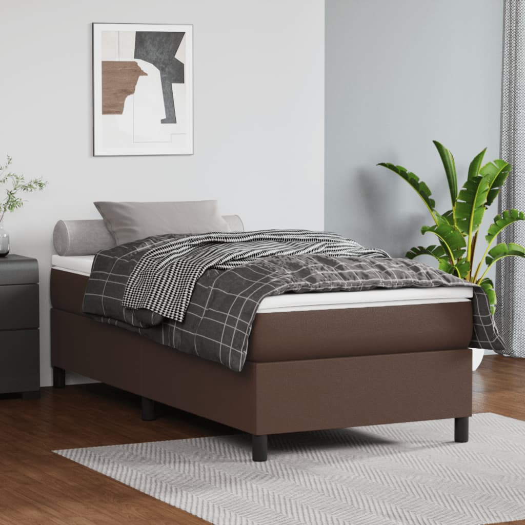 Boxspringbett Mit Matratze Kunstleder Braun