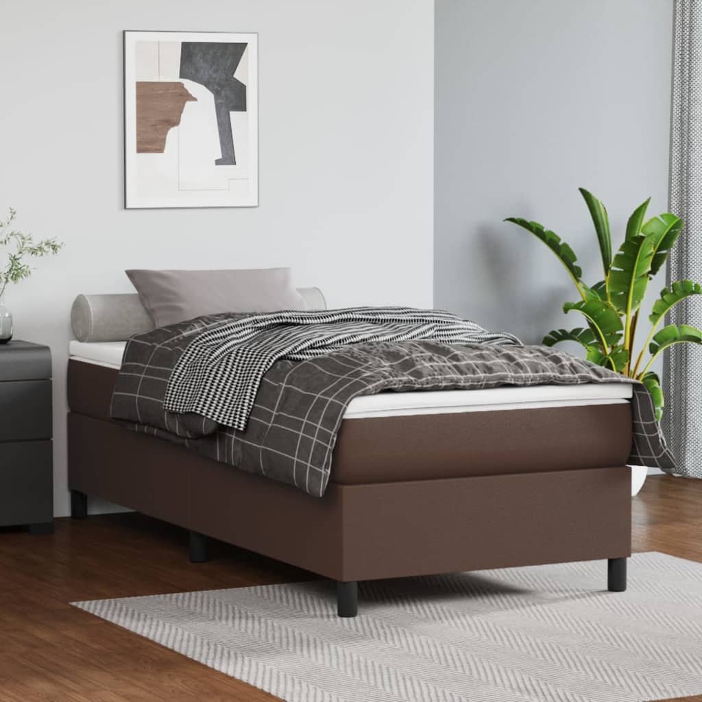 Boxspringbett Mit Matratze Kunstleder Braun