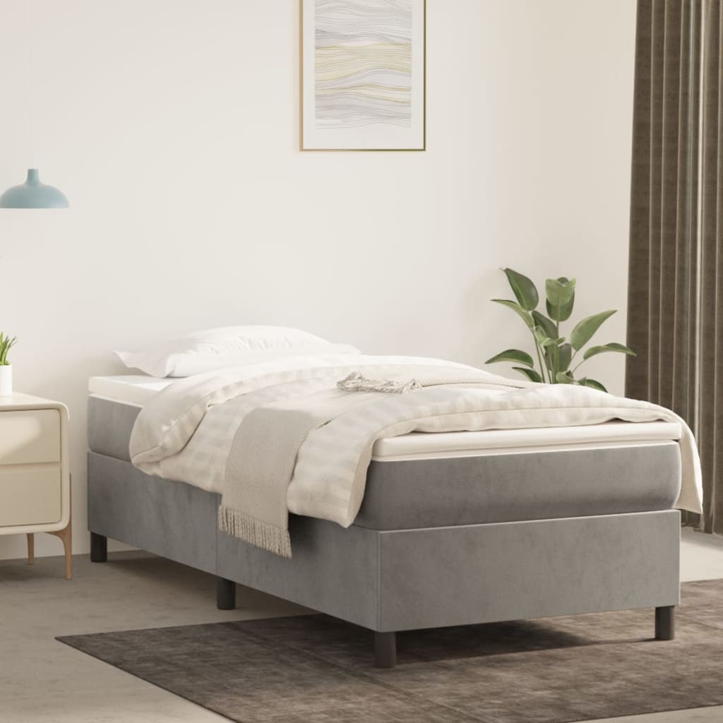 Boxspringbett Mit Matratze Samt Hellgrau
