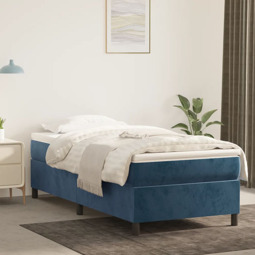Boxspringbett Mit Matratze Samt Dunkelblau