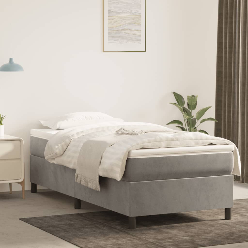 Boxspringbett Mit Matratze Samt Hellgrau