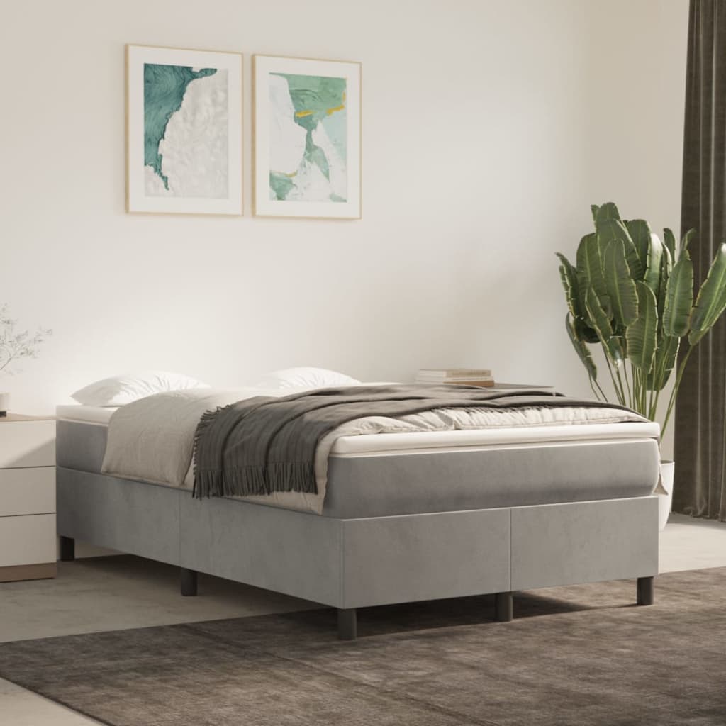 Boxspringbett Mit Matratze Samt Hellgrau
