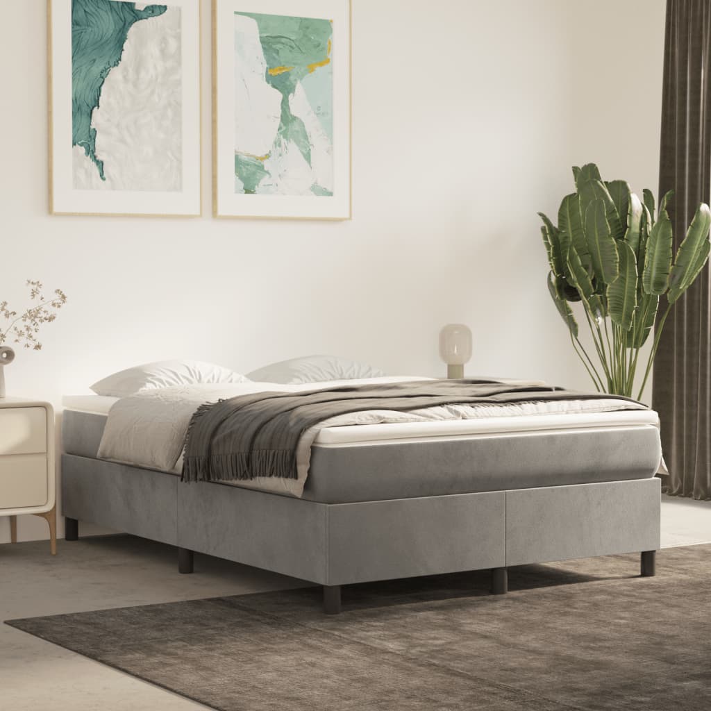 Boxspringbett Mit Matratze Samt Hellgrau