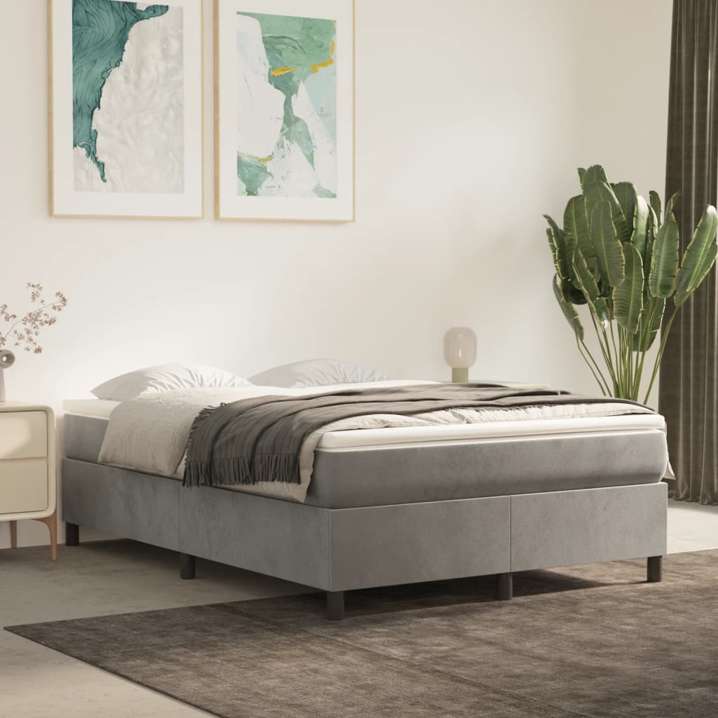Boxspringbett Mit Matratze Samt Hellgrau