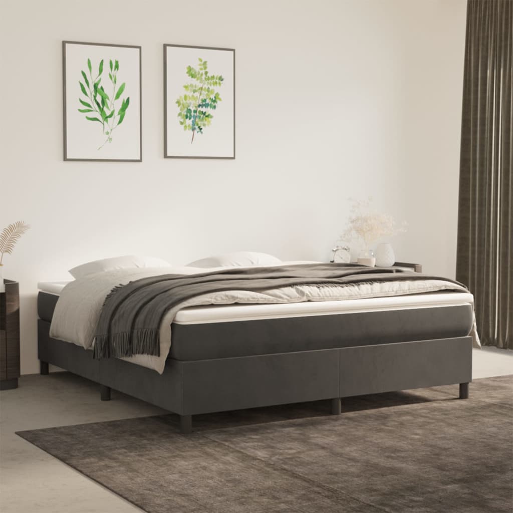Boxspringbett Mit Matratze Samt Dunkelgrau