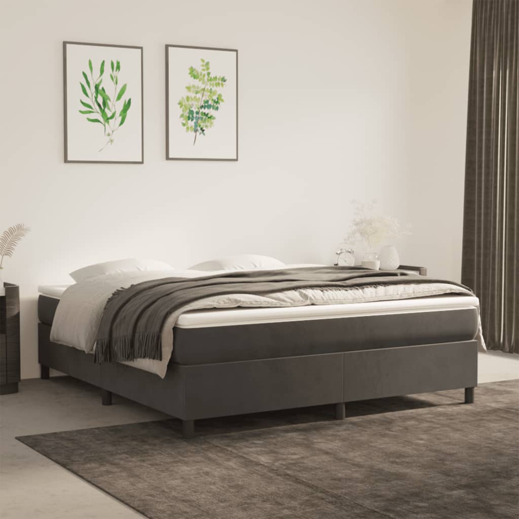 Boxspringbett Mit Matratze Samt Dunkelgrau