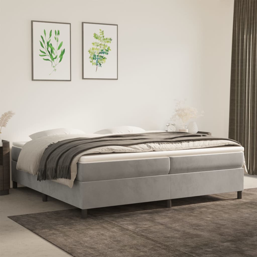 Boxspringbett Mit Matratze Samt Hellgrau