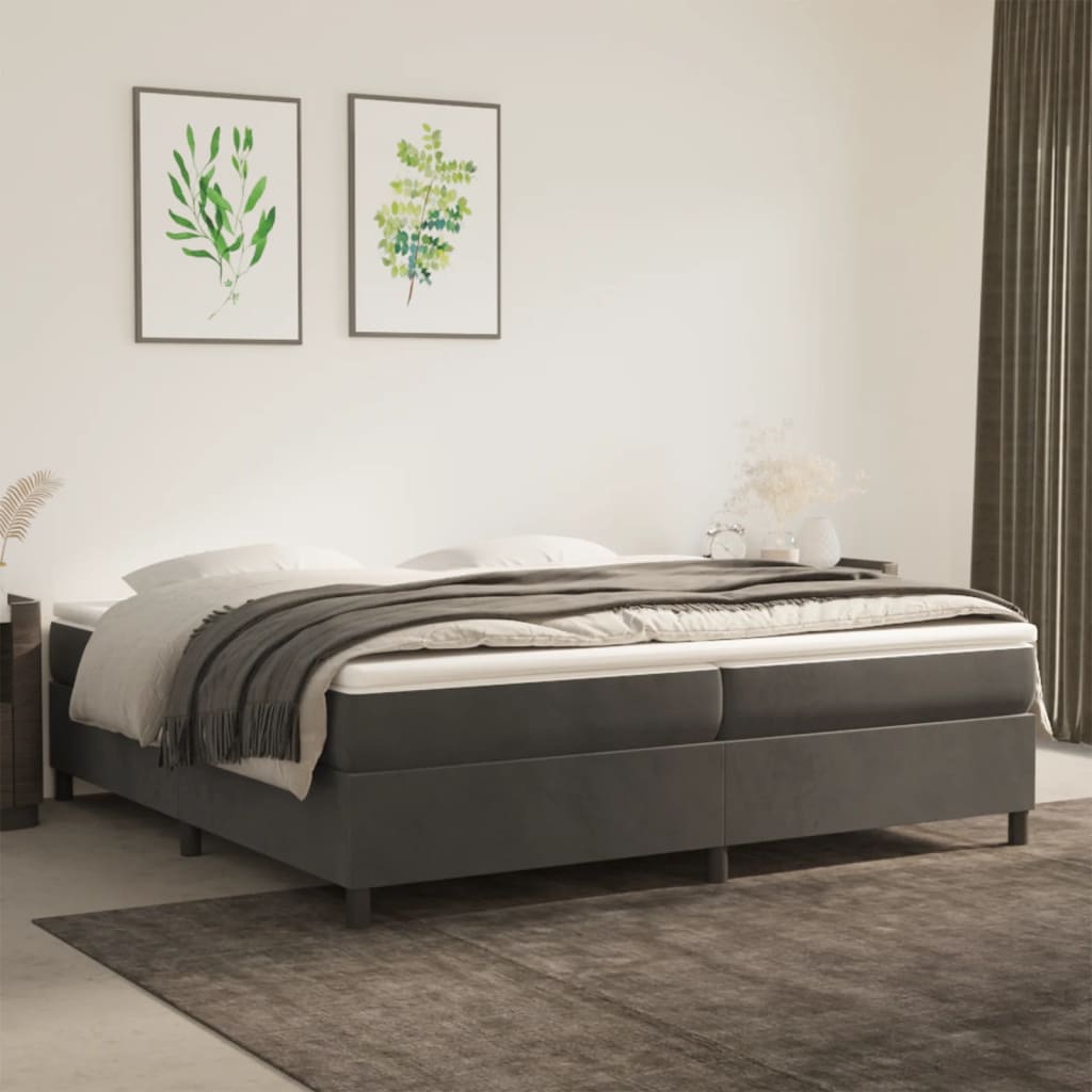 Boxspringbett Mit Matratze Samt Dunkelgrau